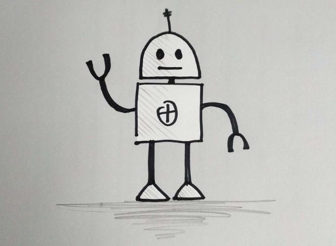 A hand drawing of a simple robot