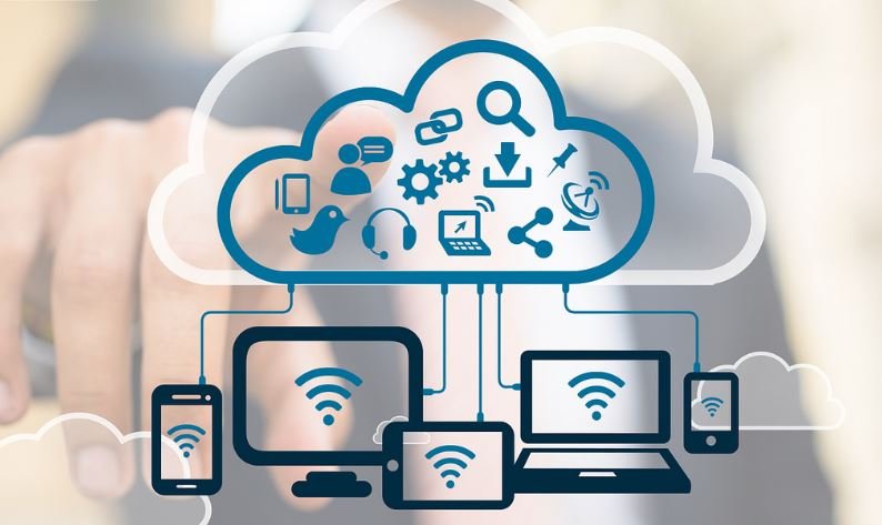 Graphic of cloud showing services connecting to multiple devices