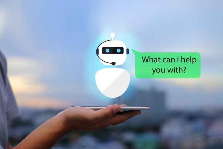 Image of chatbot saying "What can I help you with?"